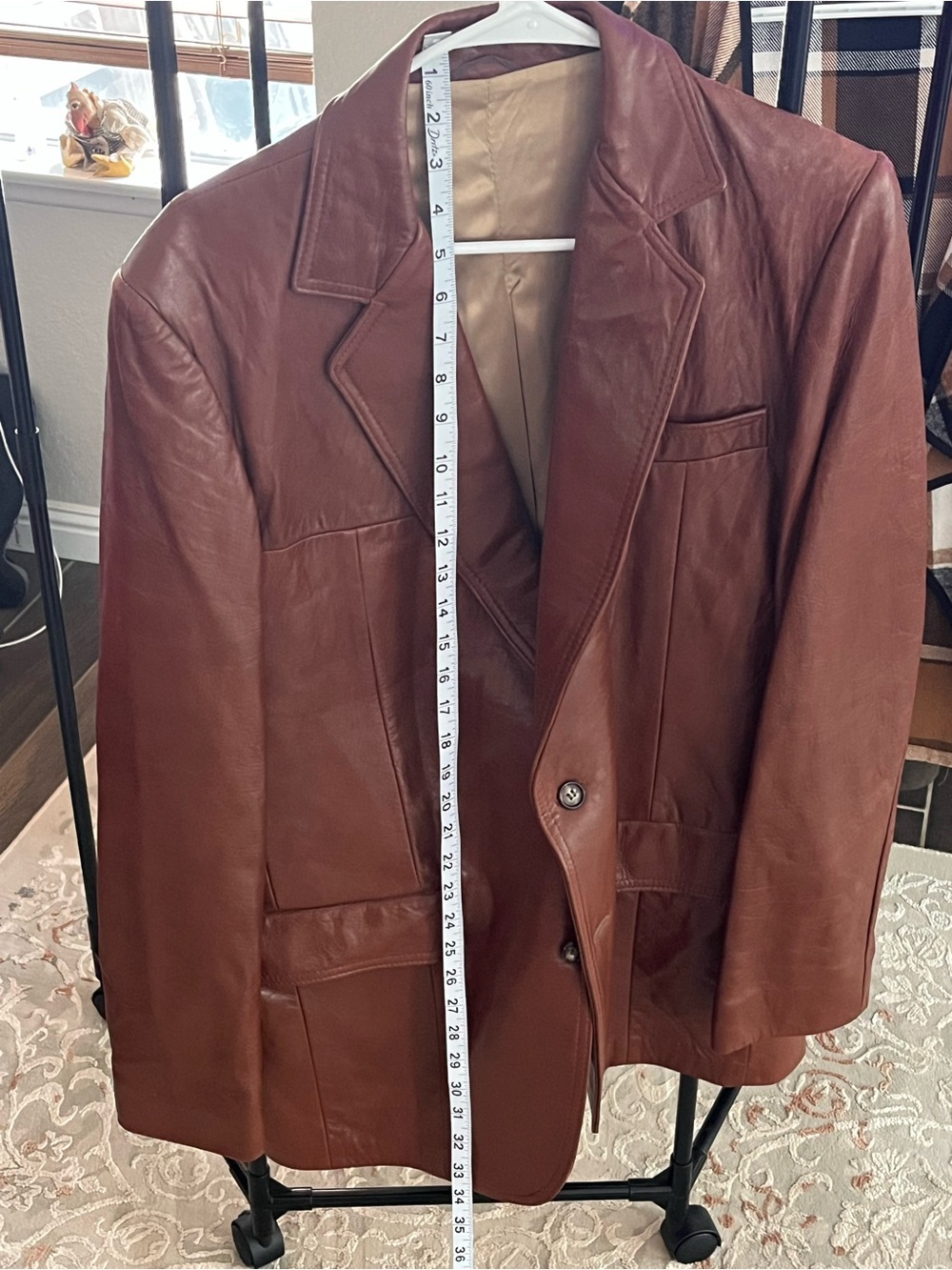 Classic Brown Leather Blazer Jacket